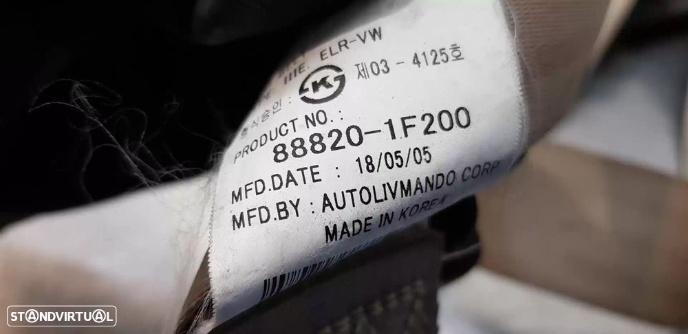 CINTO SEGURANÇA FRONTAL DIREITO KIA SPORTAGE 2005 -888201F200 - 1