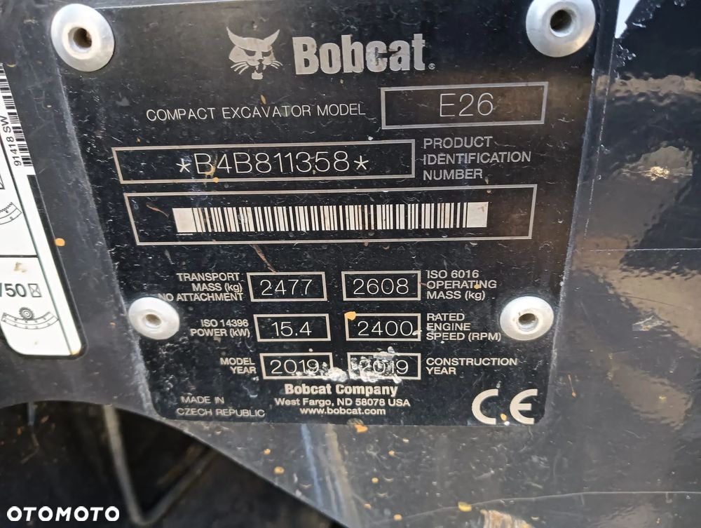 Bobcat Bobcat E26 | 2019 r | 2.8t | Stan Idealny | Import z Niemiec | Szybkozłącze + 2 Łyżki | koparka gąsienicowa mini koparka minikoparka - 5