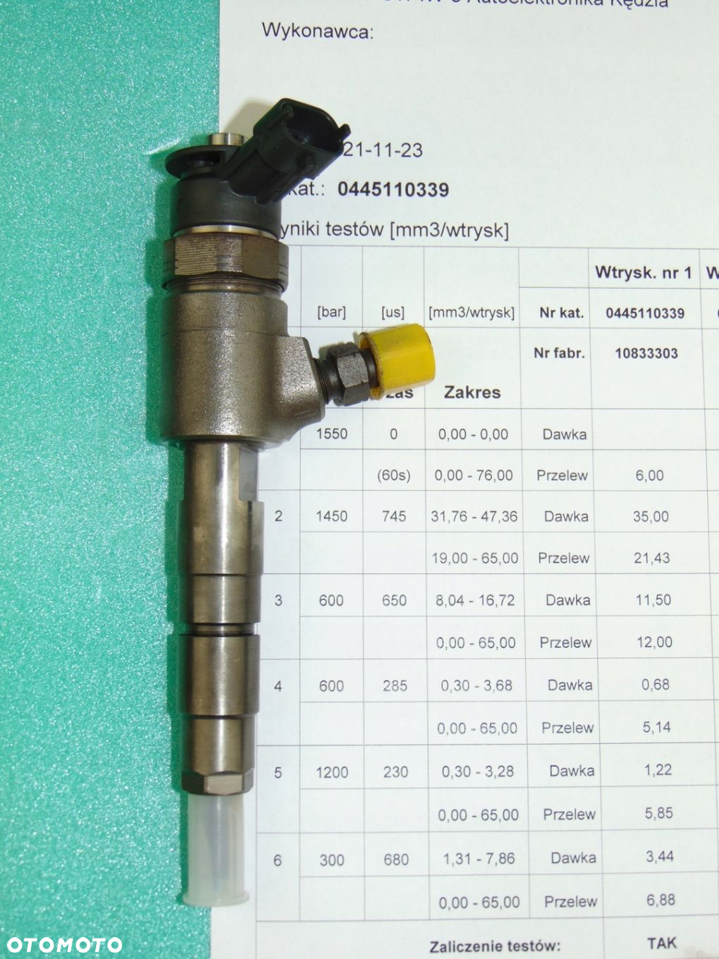 Wtryski 1,4HDI 1,4 TDCI 0445110339 SPRAWDZONE - 2