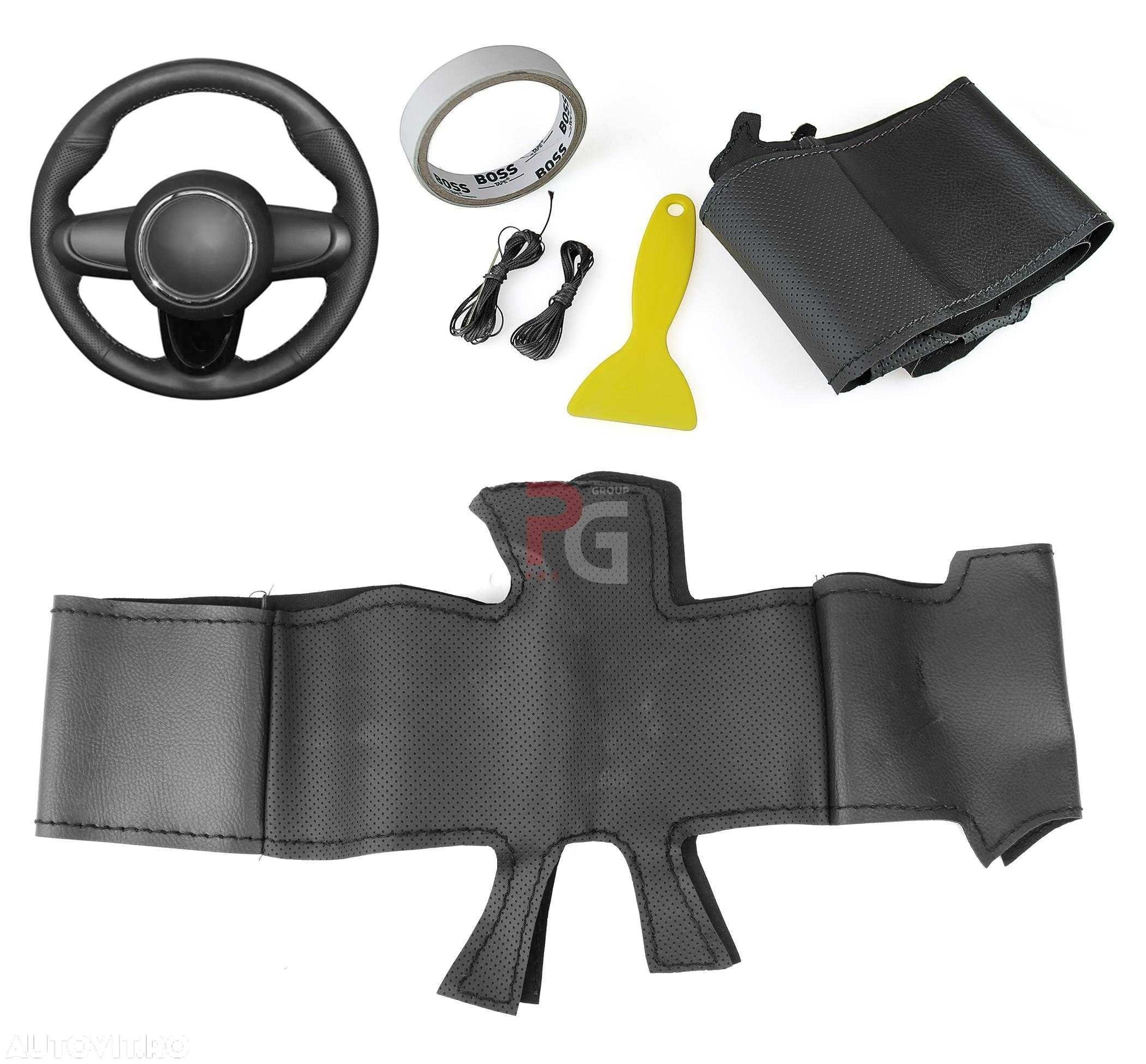 Husa volan piele negru 38 cm Mini Cooper 2005-2014 - 1