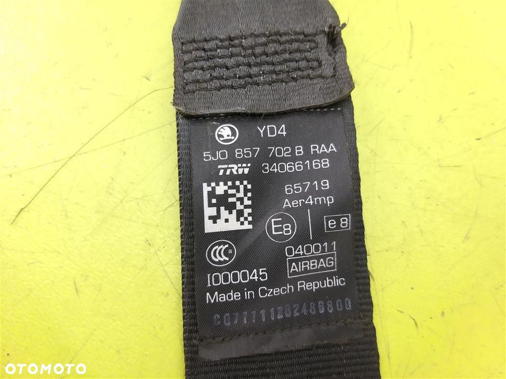 Pas bezpieczeństwa prawy przód Skoda Fabia II 2007-2014 5J0857702B - 7