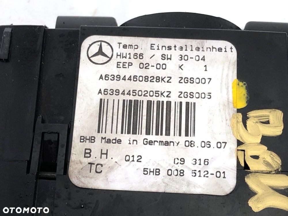 PANEL STEROWANIA NAWIEWU  MERCEDES-BENZ VITO Autobus (W639) 2003 - 2022 109 CDI (639.701, 639.703) - 6