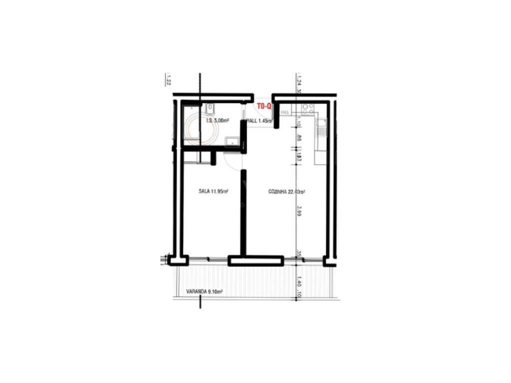 Apartamento T0+1 - Edifício Mares - Fração Q - Grande imagem: 2/7