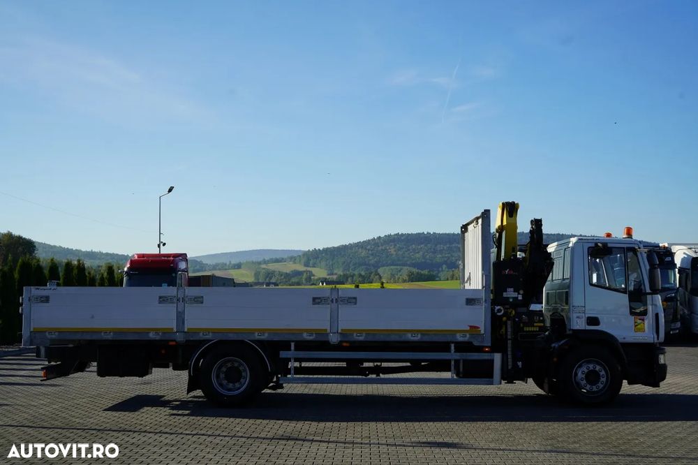 Iveco EUROCARGO 180E25 / PLATFORMĂ CU OBOARE RABATABILE - 7,3 M / MACARAUA HYVA HB 150 / CAPACITATE MAX. DE RIDICARE: 5.200 KG / ROTATOR / TELECOMANDĂ / CUTIE DE VITEZE AUTOMATĂ / EURO 6 - 13