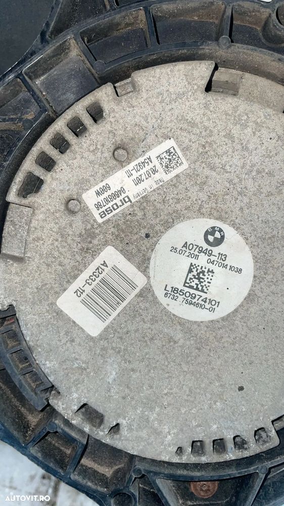 ELECTROVENTILATOR BMW seria 5 2010-2017 F10 3.0 D A07949-113, 6732 7594610 01 - 2