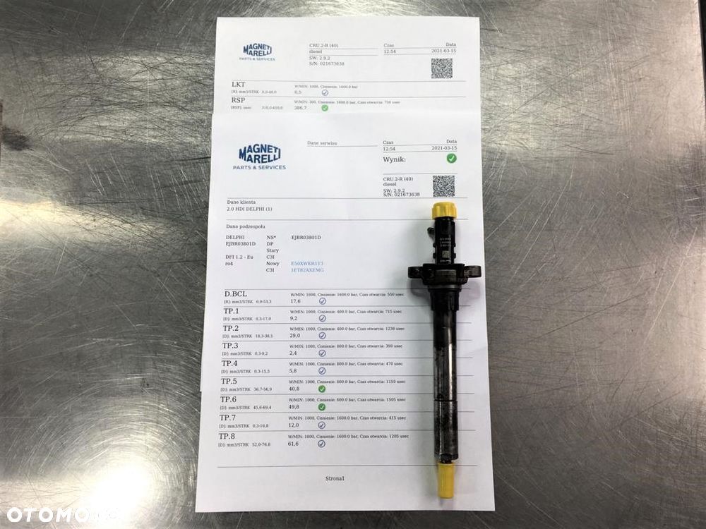 WTRYSKIWACZ TEST 2.0 TDCI EJBR03801D EJBR06001D 9688438580 WTRYSK SPRAWDZONE IMA CITROEN C4 C5 PEUGEOT 407 508 308 - 1