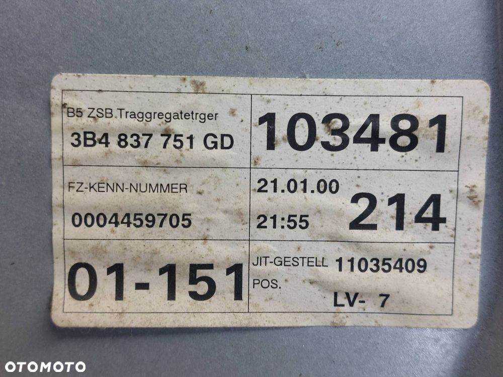 MECHANIZM PODNOŚNIK SZYBY LEWY PRZÓD ELEKTRYCZNY PASSAT B5 3B4837751GD - 2