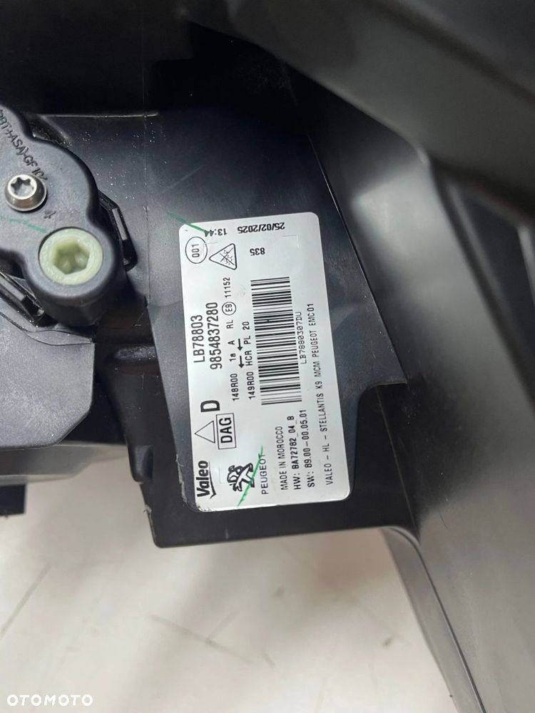 Lampa reflektor Peugeot Rifter LIFT 23r.- PRAWA przednia Full LED Europa prawy przód 9854837280 oryg - 23