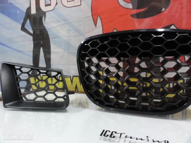 Kit 3 Grelhas (Frontal e laterais) em favo de mel para Seat Ibiza 6L 2002-2008 tipo Cupra em plástico ABS. - 4