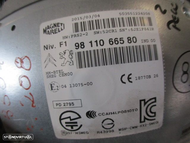 Radios 9811066580 PEUGEOT 208 2015 1.6HDI 92CV 5P BRANCO ORIGINAL MMBTEL - 5
