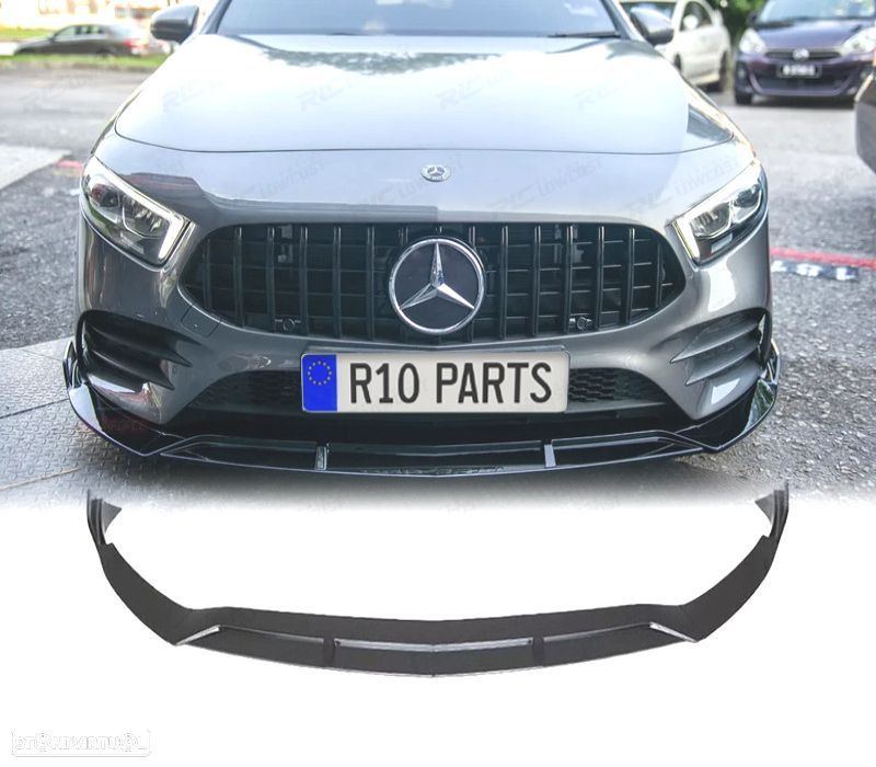 SPOILER LIP MERCEDES CLASSE A W177 18-22 LOOK BRABUS PRETO BRILHANTE - 1