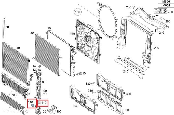 MERCEDES WIELE MODELI Poduszka lozysko mocowania chlodnicy OE - 2