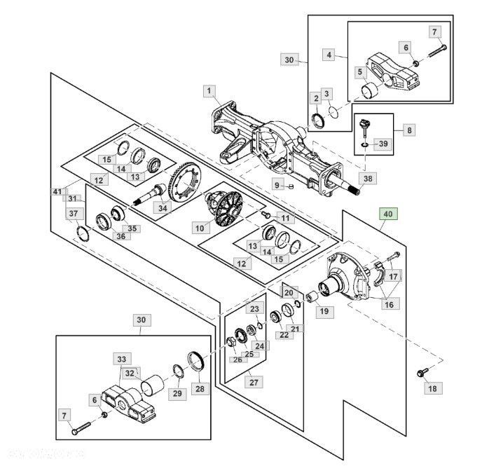 John Deere 3320 3520 3720 - oś przednia - wkład mostu dyferencjał LVA10376 - 1
