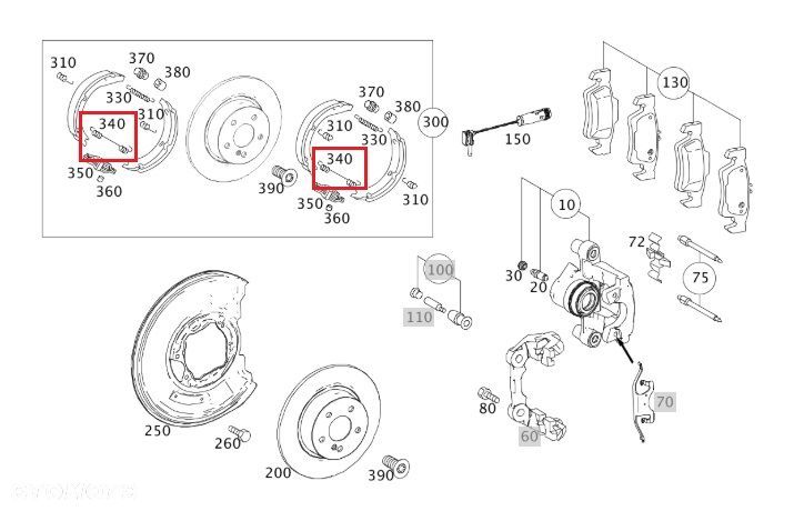 MERCEDES WIELE MODELI Sprezyna szczek hamulcowych OE - 2