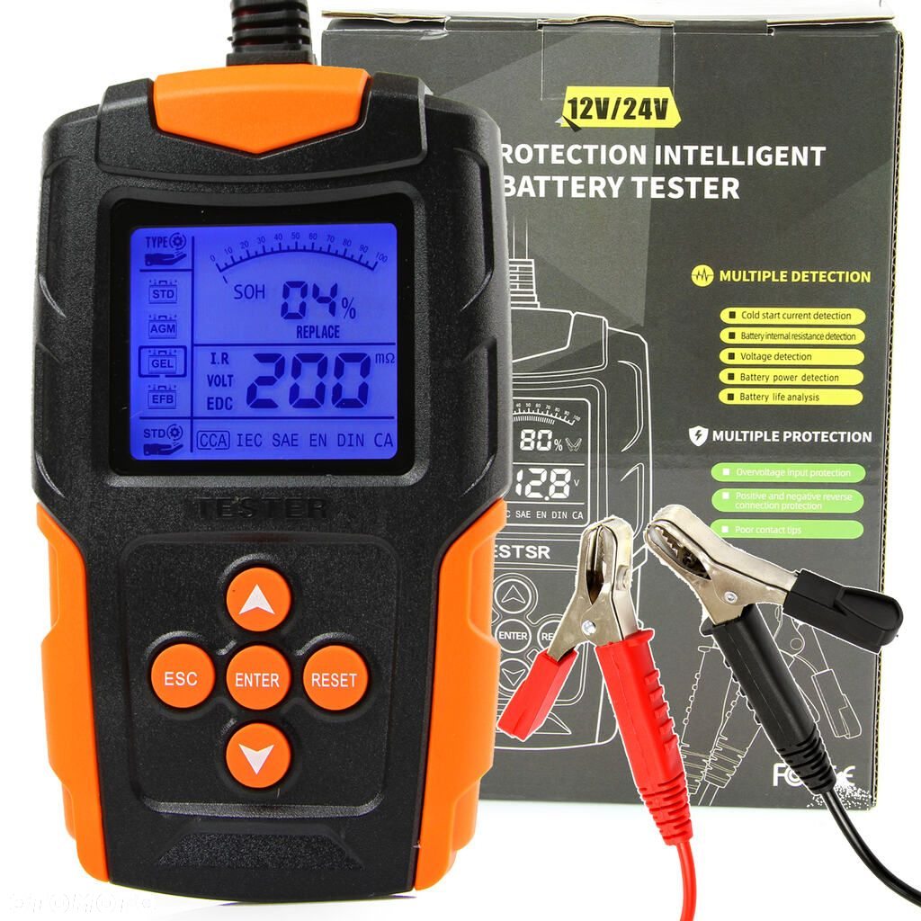 CYFROWY TESTER DO AKUMULATORÓW BATERII 12V 24V UNIWERSALNY 3Ah - 200Ah - 2