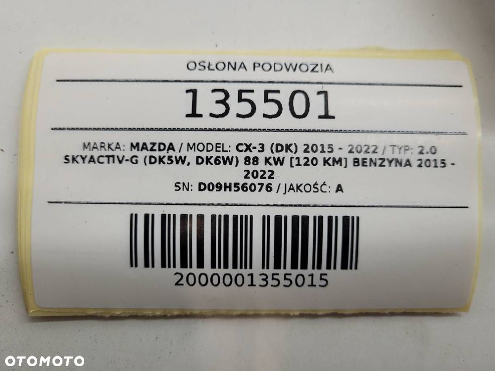 OSŁONA PODWOZIA PŁYTA POD SILNIK MAZDA CX-3 DK D09H56076 ORYGINAŁ - 9