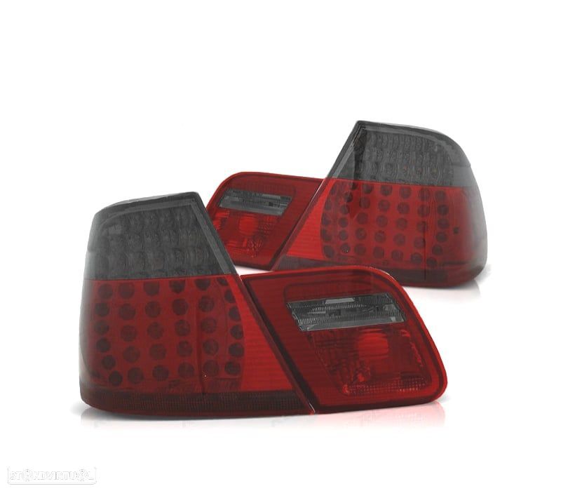 FAROLINS TRASEIROS LED BMW E46 99-03 VERMELHO ESCURECIDO LOOK M3 COUPE - 1