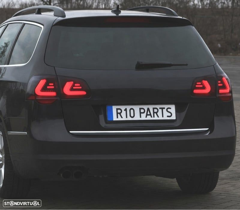 FAROLINS TRASEIROS LED VOLKSWAGEN VW PASSAT 3C B6 VARIANT 05-10 LED CARDNA PRETO FUMADO - 3