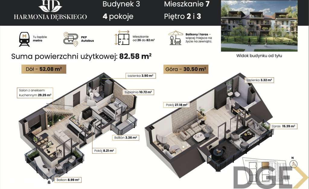 4 pokoje | taras i 2 balkony | 2 miejsca postojowe