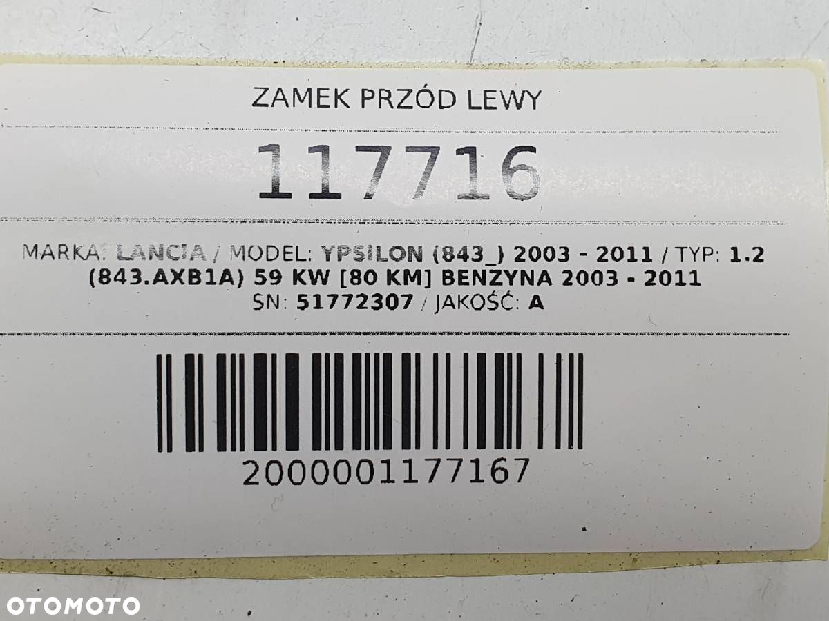 ZAMEK PRZÓD LEWY DRZWI LANCIA YPSILON II 51772307 EUROPA 6 PIN - 9
