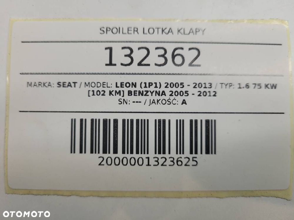 SPOILER LOTKA KLAPY SEAT LEON II 1P1071650 - 8