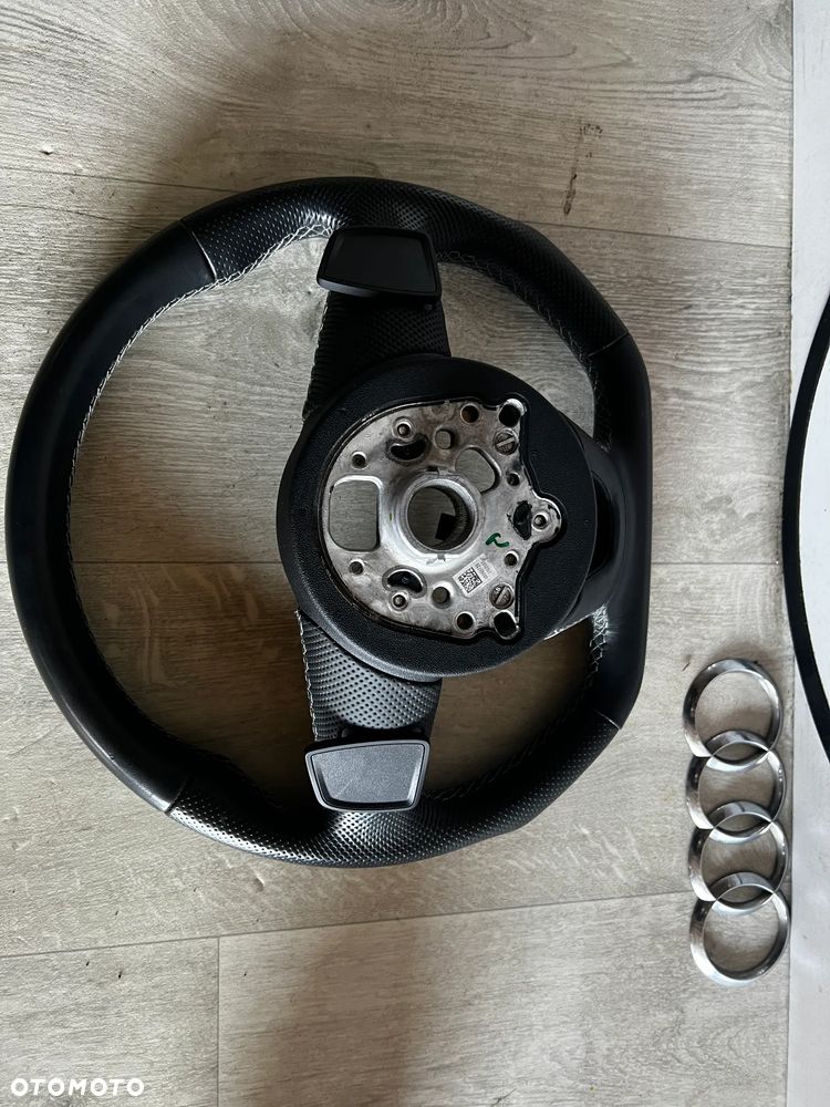 KIEROWNICA ŚCIĘTA MULTI CZARNA SKÓRA SZARA NITKA ŁOPATKI S-LINE Audi A3 S3 RS3 A4 S4 RS4 A5 S5 RS5 8W0419091GF AIRBAG 8W0880201BA - 6