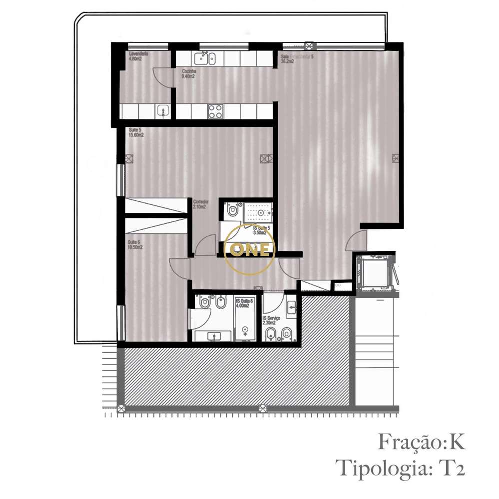 Penthouse T2 com terraço em Condomínio Fechado com Piscina - Grande imagem: 3/16