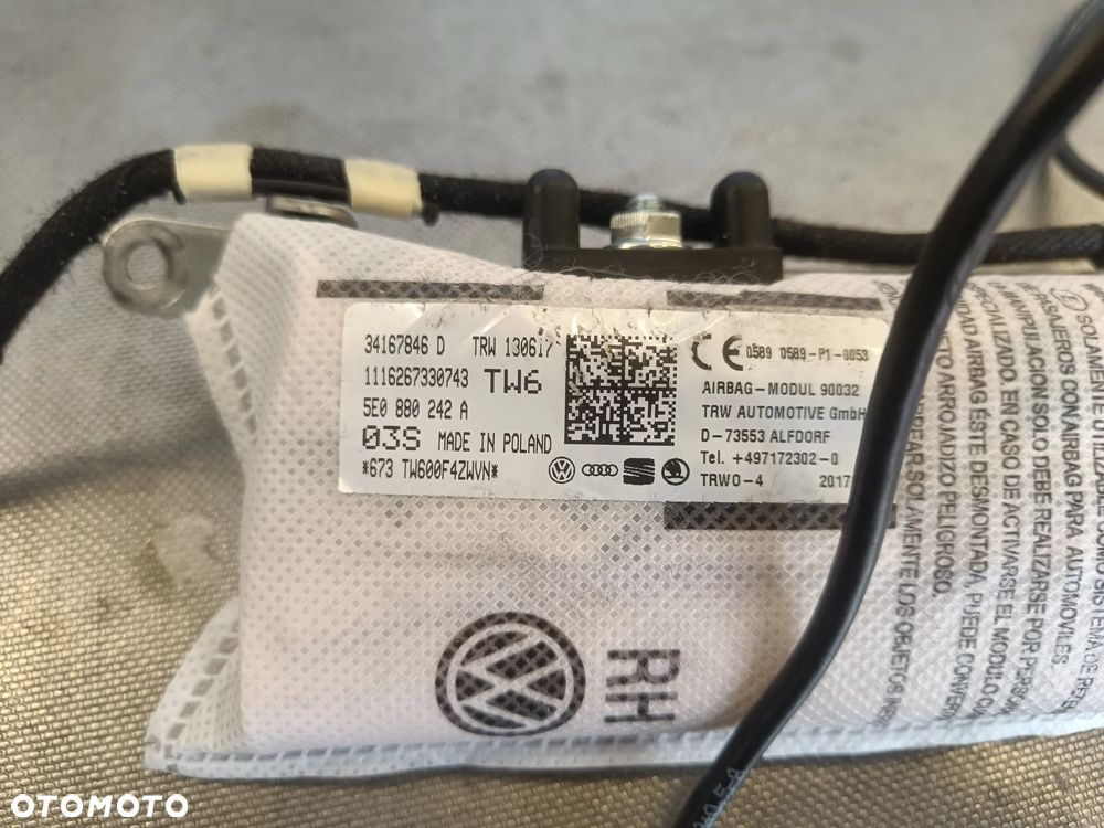 Poduszka Fotela Skoda Octavia 3 III Airbag w Fotel Prawy Prawa 5E0880242A - 2