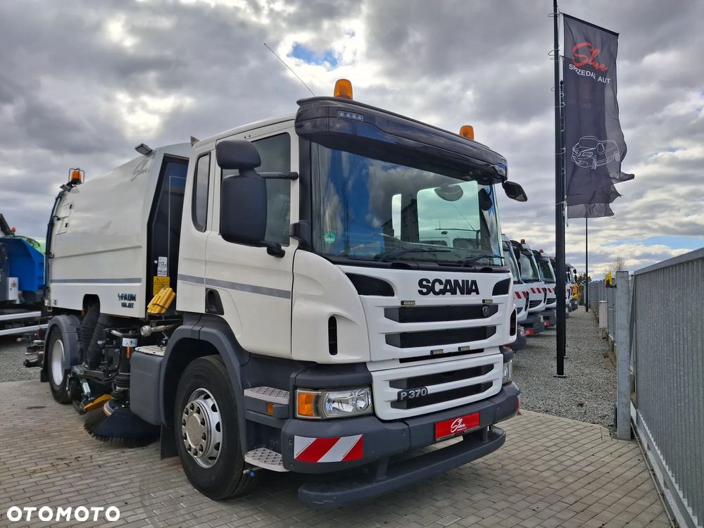 Scania P370 Zamiatarka FAUN Viajet 6 R H Euro 6 EUnited PM10 Tylna Ssawa Tylni Odkurzacz Karcher Listwy Wysokiego Ciśnienia Mycie Jezdni Lanca 2 Zbiorniki Wody Oświetlenie LED Regulowane Zawieszenie - 1