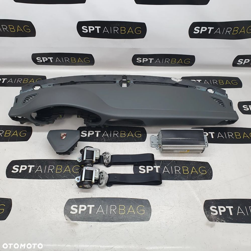 PORSCHE 997 SZARA DESKA ROZDZIELCZA KONSOLA KOKPIT PULPIT PODUSZKI AIRBAG AIR BAG PASY KIT SET - 1