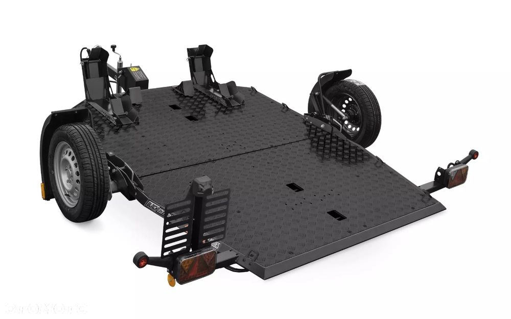 Lorries Przyczepa MT-2 BLACK EDITION na dwa MOTOCYKLE, QUADA światła LED czarna SKŁADANA - 2