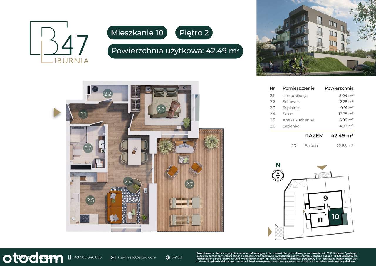Perełka - mieszkanie z tarasem 22 m2 | Apartamenty B47 | M10
