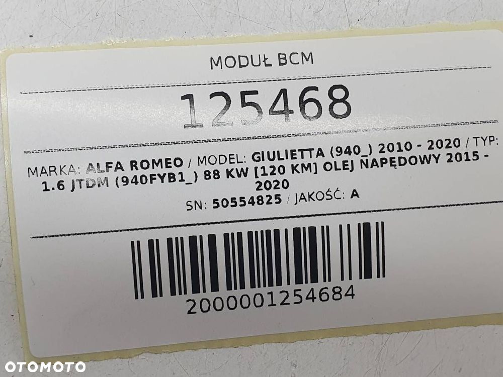 MODUŁ BCM BSI 50554825 ALFA ROMEO GIULIETTA 1.6 JTDM EUROPA - 6
