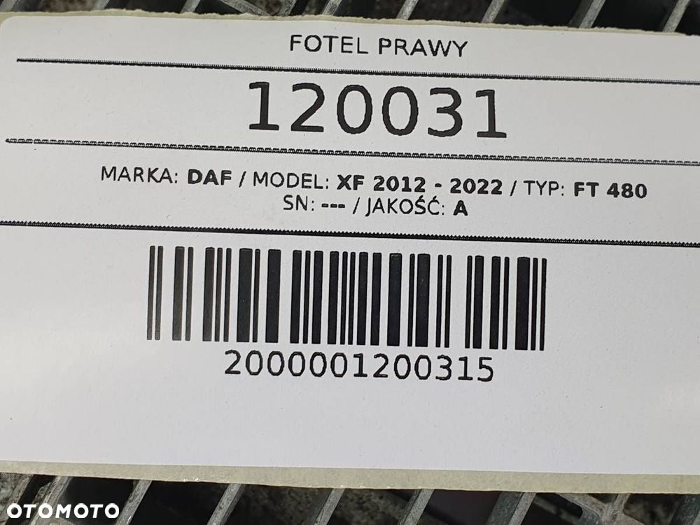 FOTEL PRAWY PASAŻERA SZTYWNY DAF XF 106 LIFT EUROPA 2021 - 12
