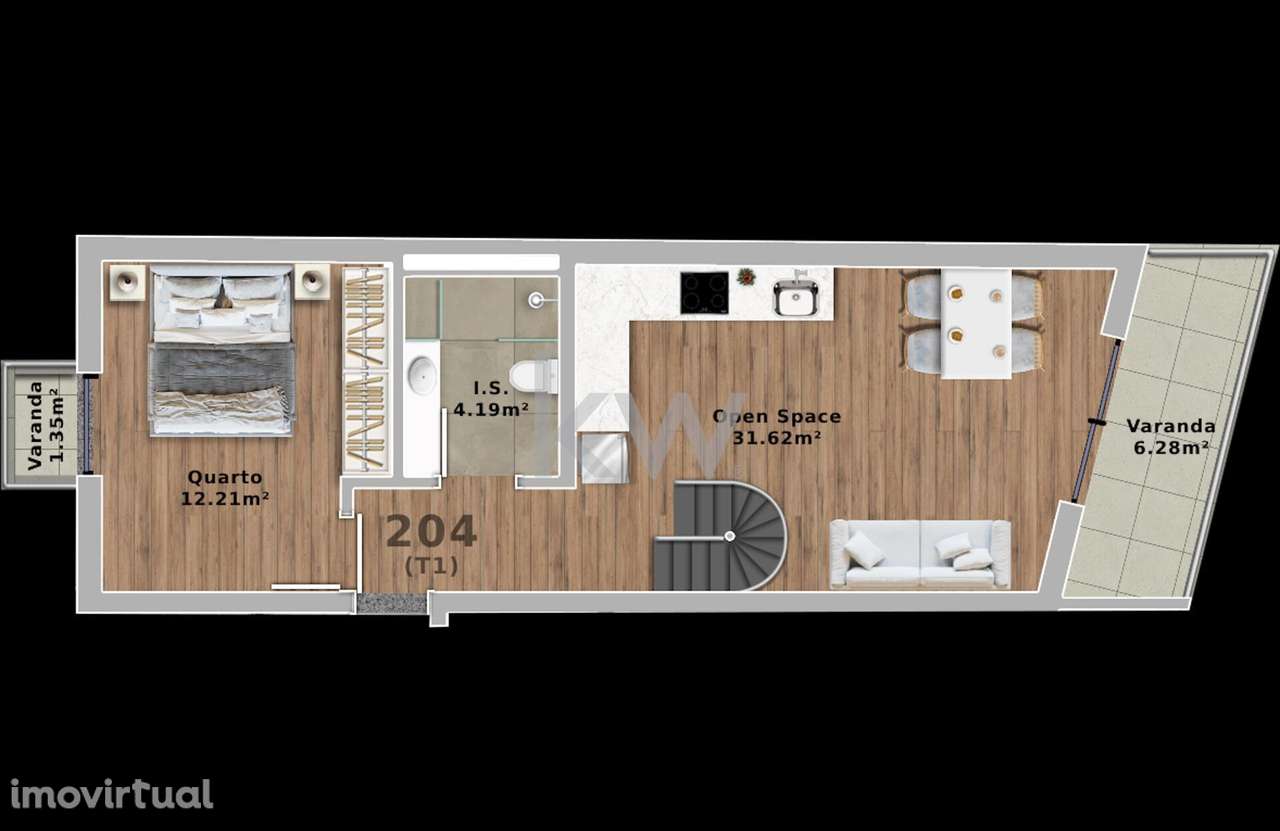 Apartamento T1 Duplex com fantástico terraço | Novo Empreendimento Vil - Grande imagem: 5/16