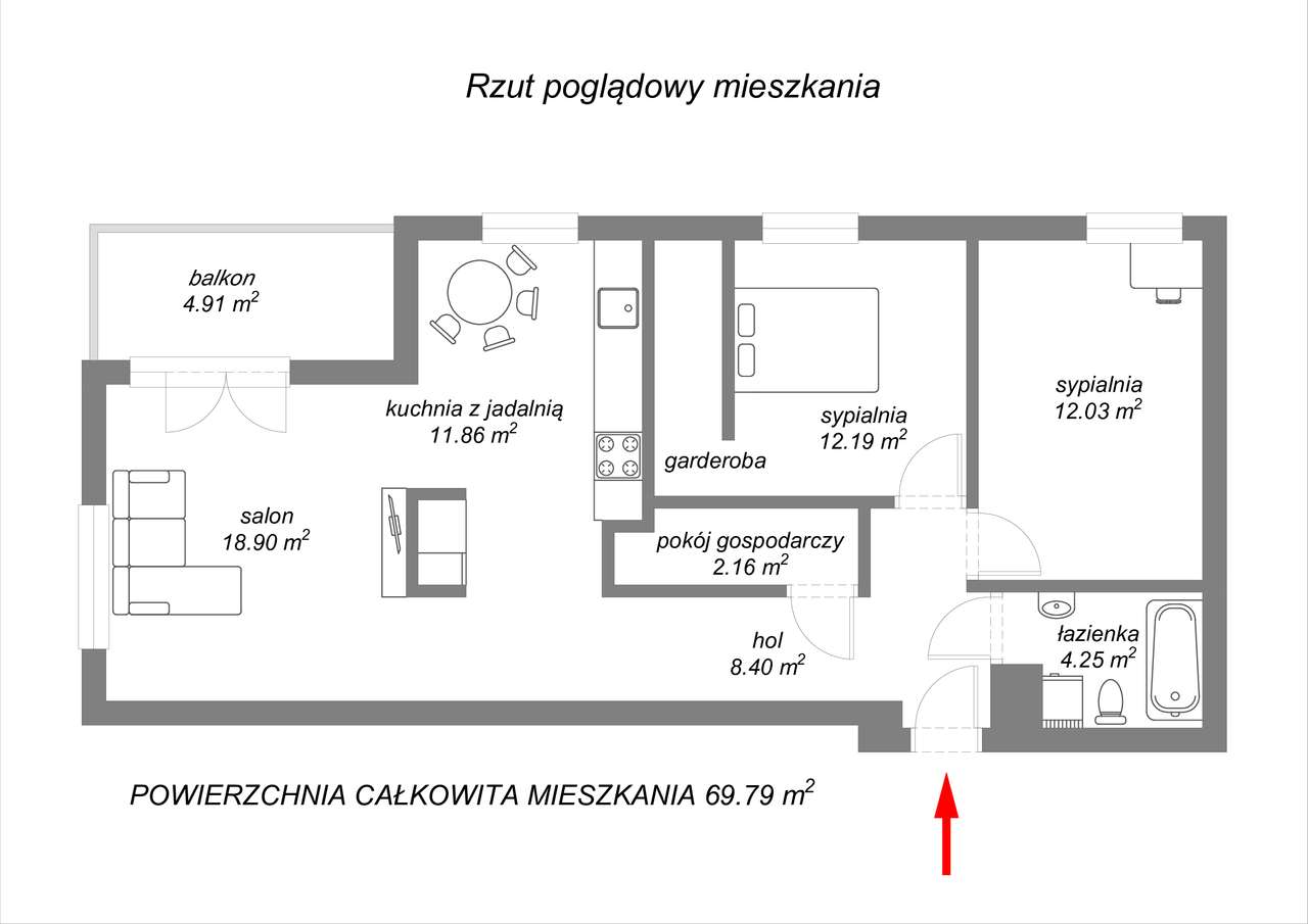 Funkcjonalne i przestronne 3 pokoje z balkonem + 2 miejsca parkingowe