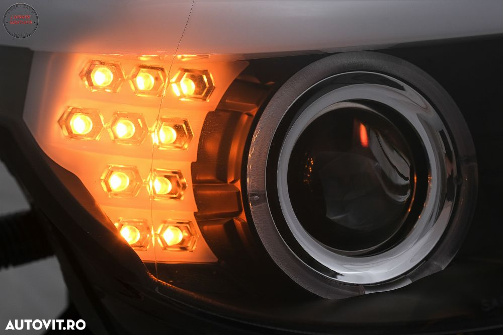 Faruri LED Angel Eyes BMW Seria 5 E60 E61 (2003-2007) LCI Design Negru- livrare gratuita - 10