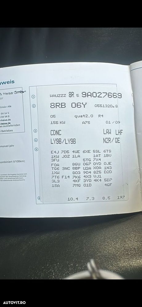 Dezmembrez Audi Q5 2.0 tfsi 155 kw CDNC cod culoare LY9B - 7