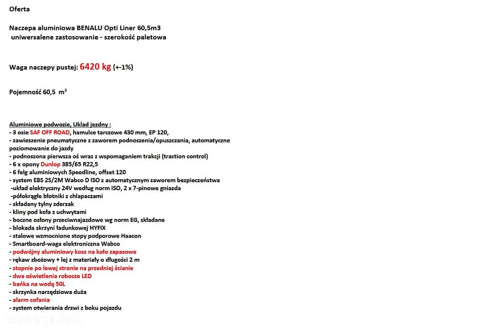 Benalu Optiliner 60,5 cbm3 wzmaciana - 2