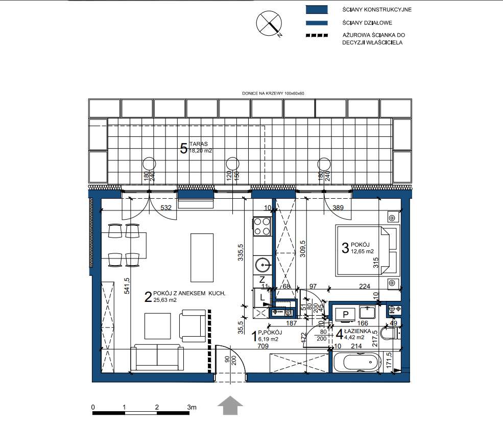 APARTAMENT Z TARASEM O POW. 25 m2. Znakomita lokalizacja miasta.