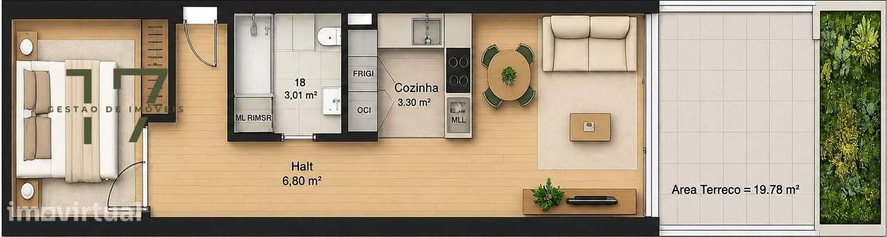 T1 com Terraço Privativo de 26 m2 | Zona Histórica de Matosinhos - Grande imagem: 5/9