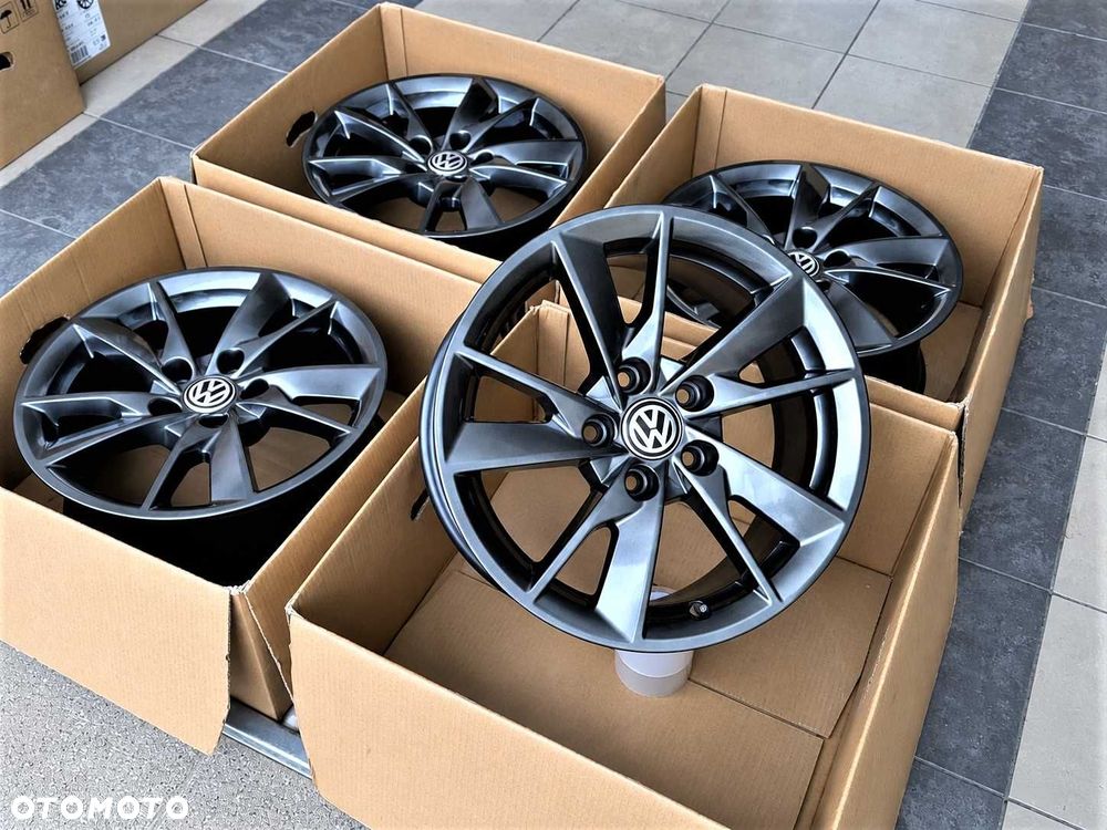 Alufelgi 16 5x112 VW Golf Passat Tiguan Jetta Touran Caddy T-Roc Nowe Chrom Shadow ! 611# - 4