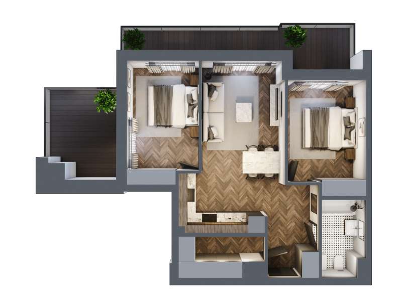 Mieszkanie, 56.68m², 3 pokoje, 7 piętro, B-KLM14-LM58, Nowe Horyzonty