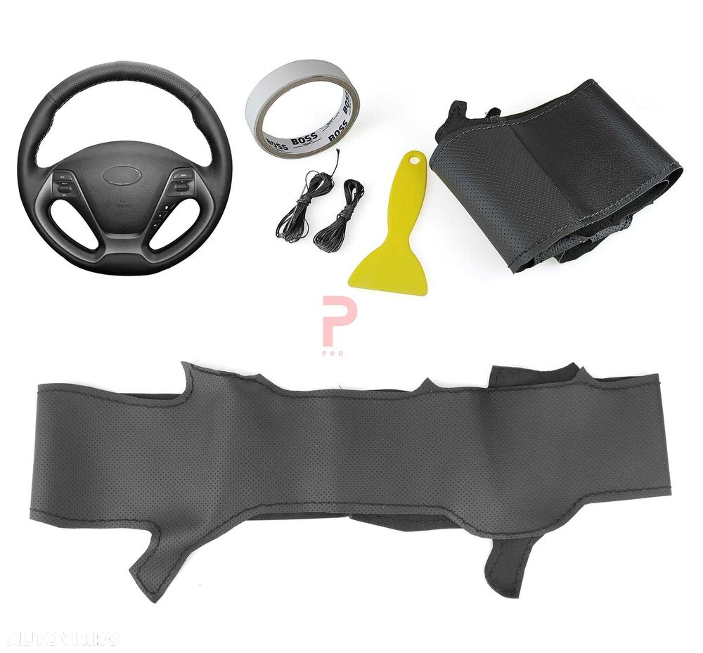 Husa volan piele negru 38 cm  Kia Cerato 13-17, Ceed 12-17 - 1