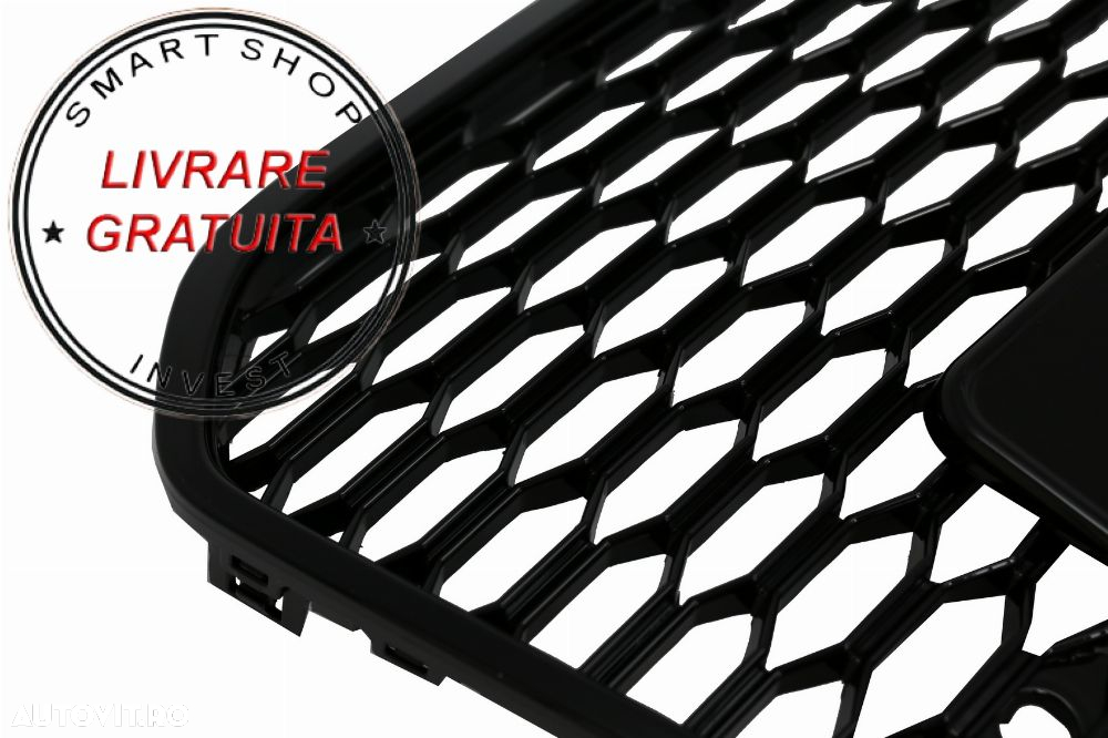 Grila Bara Fata Audi A6 C7 4G Pre-Facelift (2011-2014) RS6 Design Negru Lucios- livrare gratuita - 3
