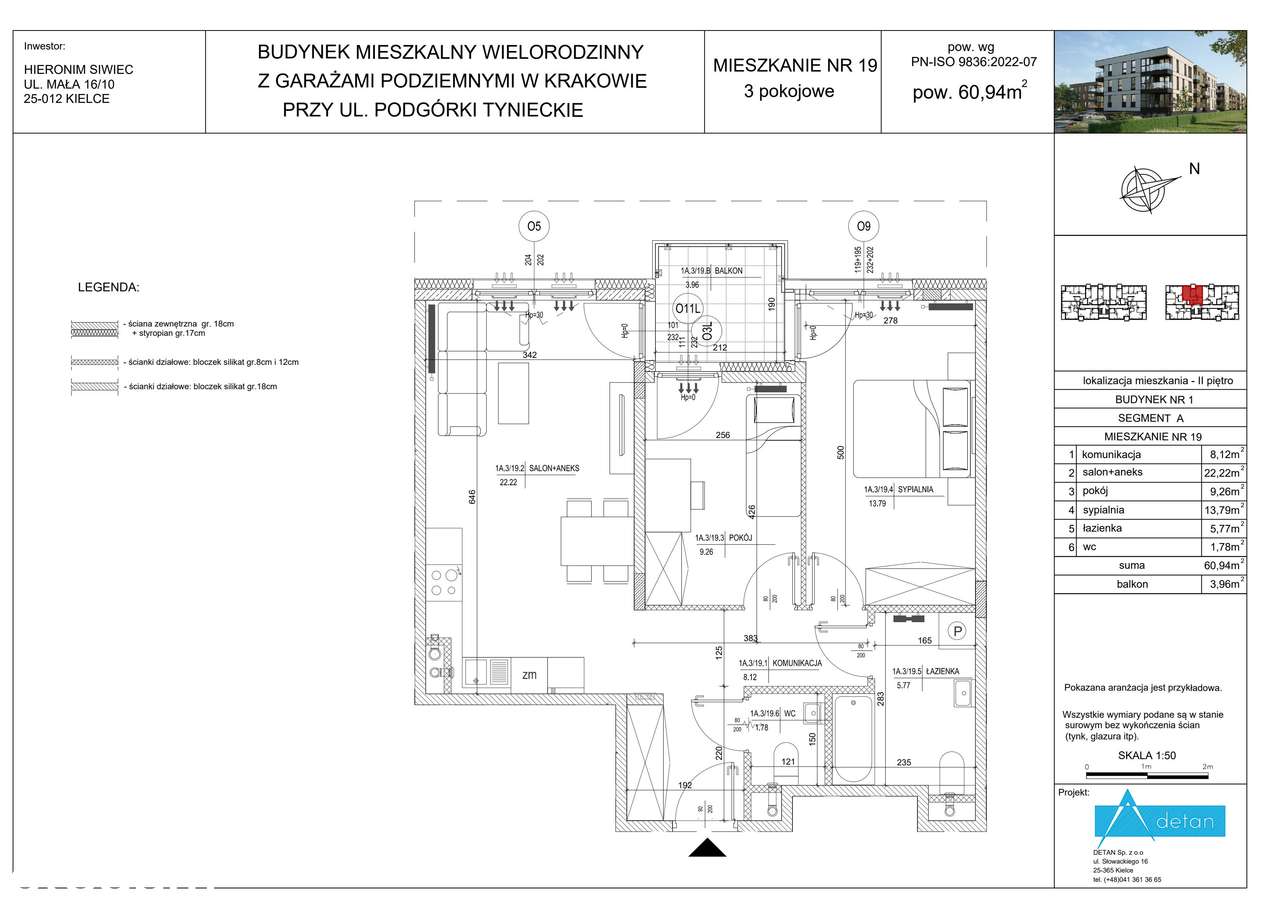 3-pokojowe mieszkanie 60m2 + balkon - Pełny obrazek: 2/11