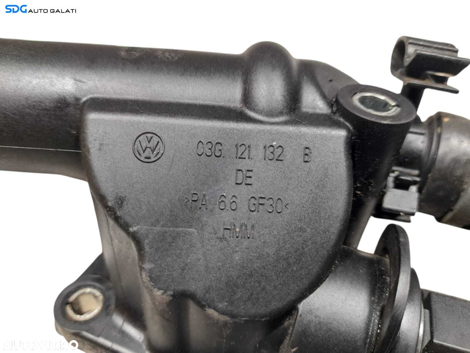 Tub Tubulatura Cot Flansa Apa Lichid Racire Termostat Radiator cu Senzor Temperatura Volkswagen Touran 1.9 TDI BLS BXJ 2003 - 2010 Cod 03G121132B 05291897AA 3C0121157CC [N0606] - 6