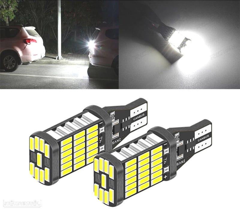 2 LÂMPADAS LED T15 W16W LUZ BRANCA - 1