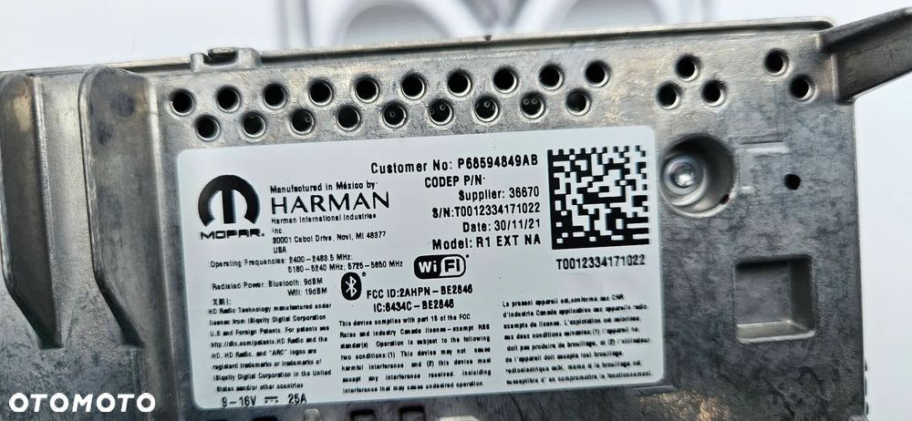 Dodge Durango III LIFT 2021-2025 Moduł nawigacji Sterownik navi Radio HARMAN P68594849AB   pod duży wyświetlacz - 5