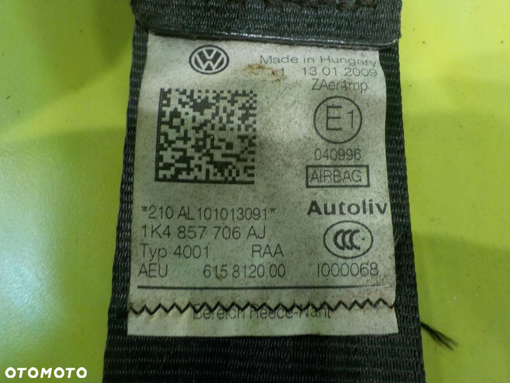 GOLF VI 2.0 TDI 09r HB 5D pas bezpieczenstwa prawy przod 1K4857706AJ - 3